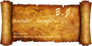 Barhó Jordán névjegykártya